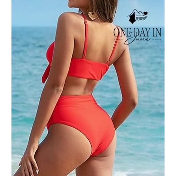 Blooming Jelly Knot Front High Waist Bikini Swimsuit Size S - Picture 2 of 7